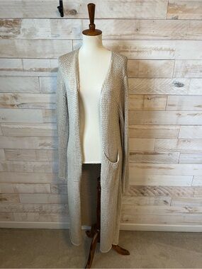 NWOT MJ.WATSON size M Long Open-Front Women's Cardigan Sweater - Beige